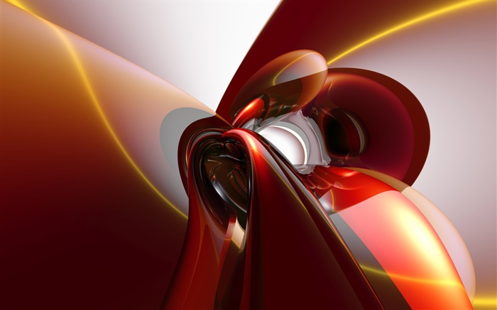 抽象曲线，红色风格 壁纸 图片