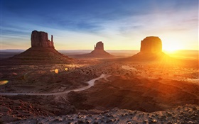 亚利桑那州，纪念碑谷，美国，日落，山脉，沙漠