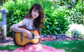 亚洲音乐的女孩，吉他 高清壁纸