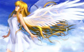 美丽的天使，动漫女孩，翅膀 高清壁纸
