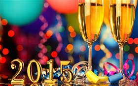 庆祝新年2015，香槟酒杯 高清壁纸
