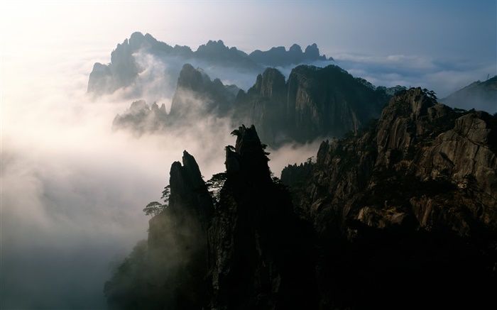 中国风景，山，雾，黎明 壁纸 图片