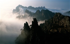 中国风景，山，雾，黎明