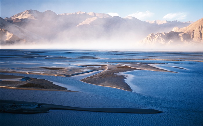 中国风景，湖，山，雾 壁纸 图片