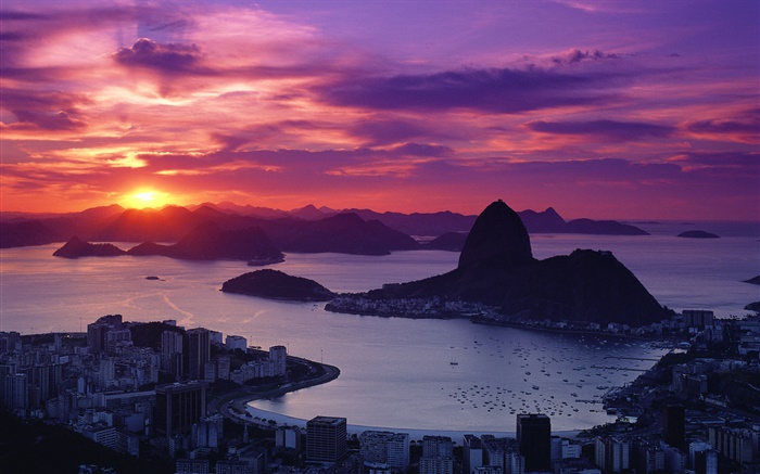 市夕阳，海岸，里约热内卢，巴西 壁纸 图片