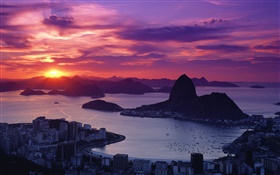 市夕阳，海岸，里约热内卢，巴西 高清壁纸