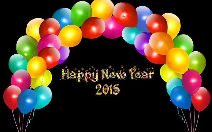 五颜六色的气球，新年快乐2015年新年 壁纸 图片