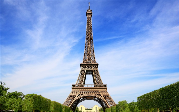 艾菲尔铁塔，巴黎，法国，蓝天 壁纸 图片