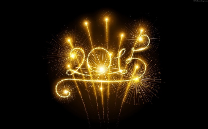 金色焰火，2015年新年 壁纸 图片