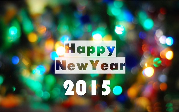 新年快乐2015年，七彩灯 壁纸 图片