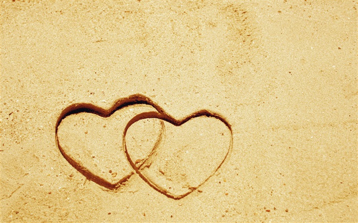 两人的爱情的心在沙滩上 壁纸 图片