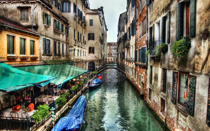 水城威尼斯风景，河，房子 壁纸 图片