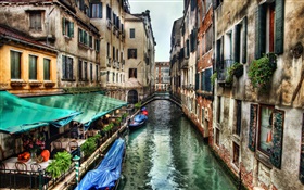 水城威尼斯风景，河，房子 高清壁纸