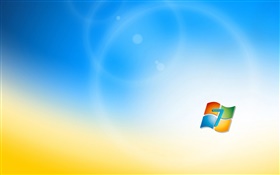 Windows 7的徽标，蓝色橙色背景 高清壁纸