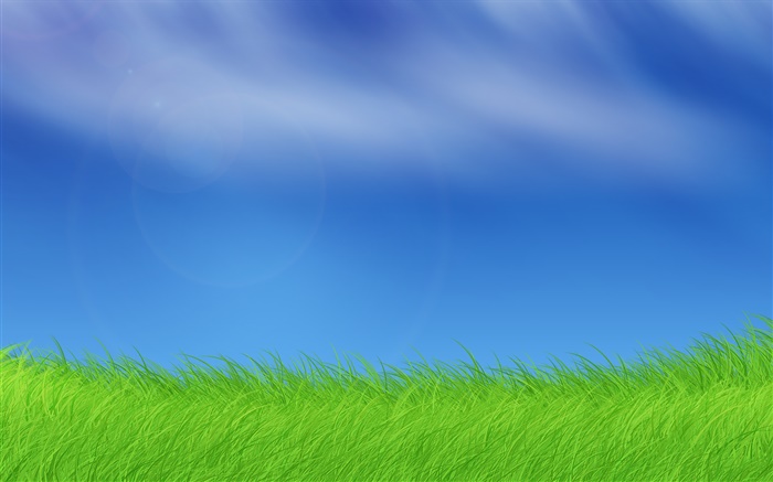 视窗图片，草地，蓝天 壁纸 图片