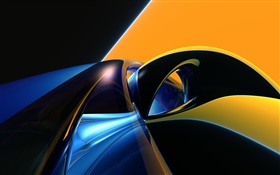 抽象曲线，橙，蓝，黑 高清壁纸