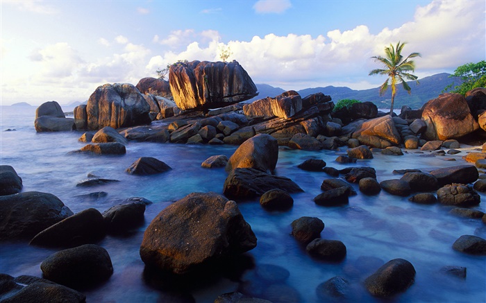昂斯苏蕾，马埃岛，塞舌尔，石头，海岸 壁纸 图片