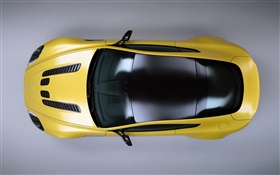 阿斯顿·马丁V12 Vantage的黄色跑车顶视图