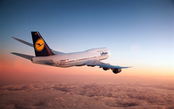 波音747飞机，天空，黄昏 壁纸 图片