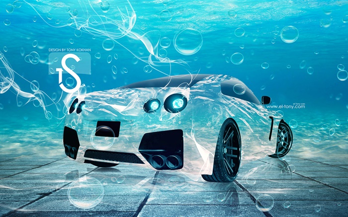 汽车在水中，创意设计 壁纸 图片