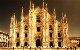 大教堂，米兰，意大利，建筑物 高清壁纸