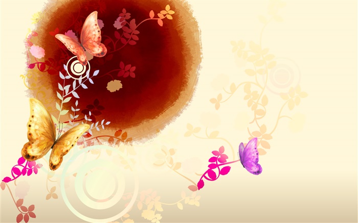 中国的水墨艺术，蝴蝶与花 壁纸 图片