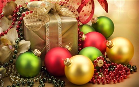 圣诞饰品，球和礼品 高清壁纸