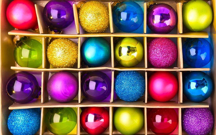 五颜六色的节日球，圣诞 壁纸 图片