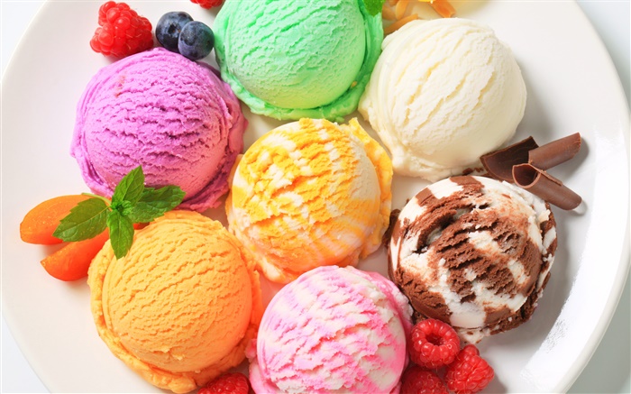 五颜六色的冰淇淋，甜品 壁纸 图片