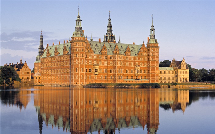 丹麦，城堡，湖泊 壁纸 图片