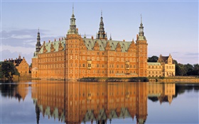 丹麦，城堡，湖泊 高清壁纸