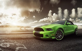 福特野马谢尔比GT500绿色超级跑车