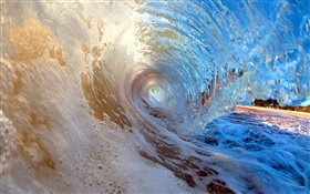 夏威夷，海浪，水洞 高清壁纸