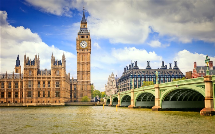 英国伦敦，城市，桥，河，大笨钟 壁纸 图片