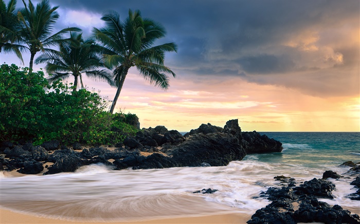 玛凯那湾，毛伊岛，夏威夷，秘密海滩 壁纸 图片