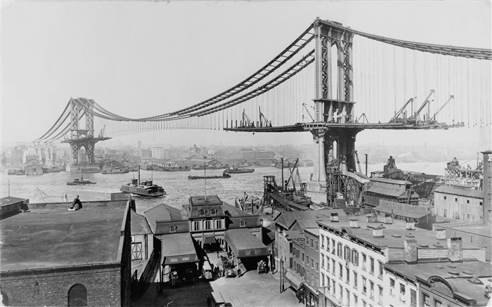 曼哈顿大桥，1909年，美国 壁纸 图片