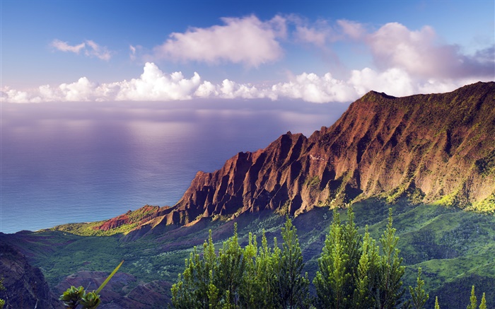 纳帕利海岸州立公园，夏威夷日落 壁纸 图片