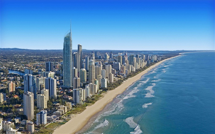 昆士兰州，澳大利亚，城市景观，海岸，建筑物 壁纸 图片