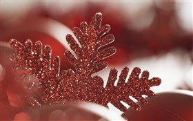 红色的圣诞雪花装饰 高清壁纸