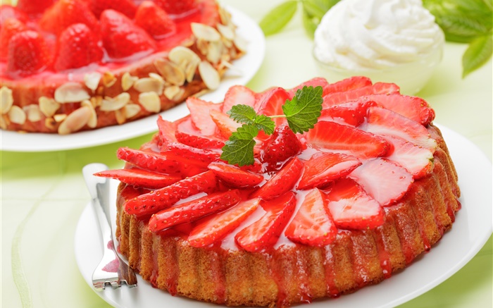 草莓切片蛋糕 壁纸 图片