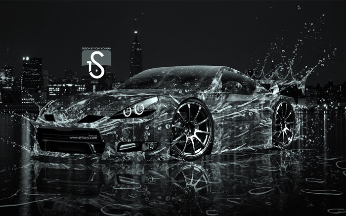 水溅汽车，创意设计，黑色的超级跑车 壁纸 图片