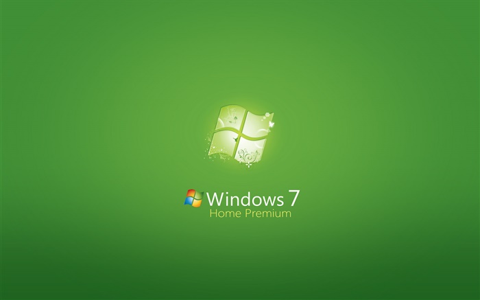Windows 7家庭高级版，绿色背景 壁纸 图片