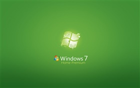 Windows 7家庭高级版，绿色背景 高清壁纸