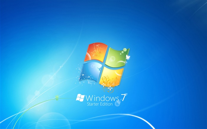 Windows 7的简化版，蓝色背景 壁纸 图片