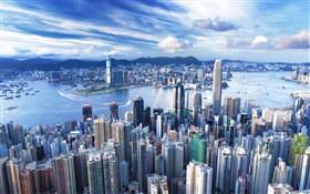 香港，城市，摩天大楼，大都会 高清壁纸