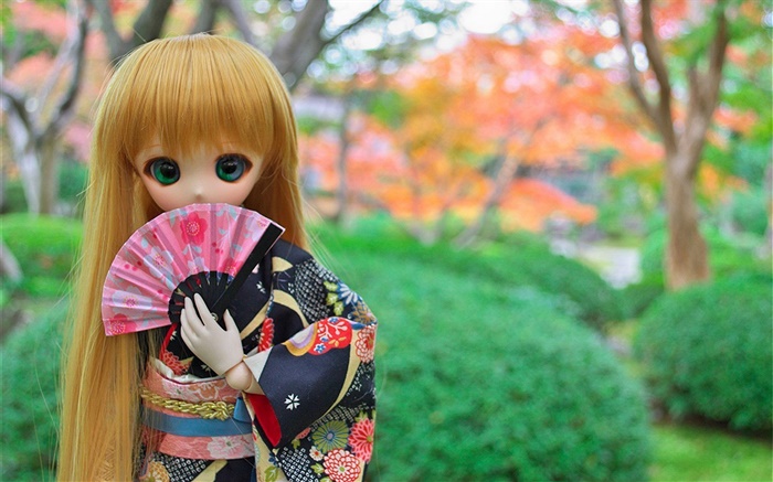 日本玩具的女孩，娃娃，长长的头发 壁纸 图片