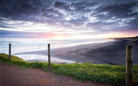 穆里怀海滩，日落，奥克兰地区，新西兰