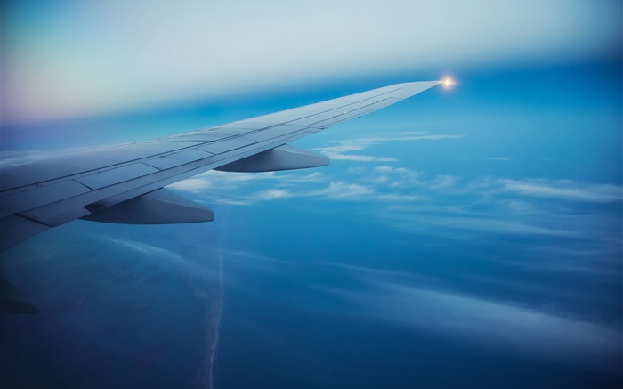 客运飞机，天空，云，飞机机翼 壁纸 图片