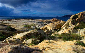 撒丁岛岩石，海 高清壁纸