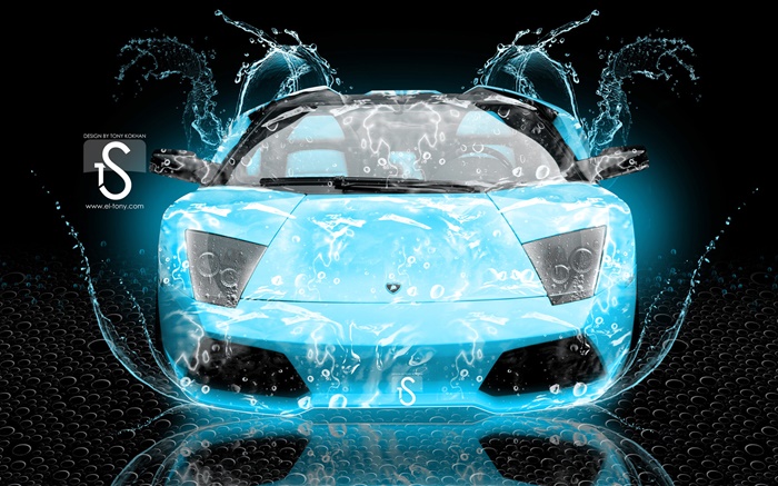 水溅汽车，兰博基尼，前视图，创意设计 壁纸 图片